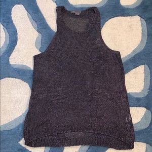 Vince Metallic Mesh Tank